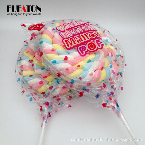 Fruit flavored colorful long twist marshmallow candy halal